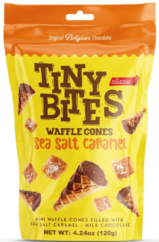 Tiny Bites Mini Waffle Cones Sea Salt Caramel Milk Chocolate 4.24oz 12ct